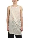 Rick Owens Draped Cotton Sleeveless Top In Neutral Palette