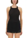 Rick Owens Ribbed Racerback Tank Top In Fabric Blend In Black