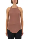 Rick Owens Sleeveless Racerback Top Curved Hem In Pink