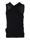 Rick Owens Sleeveless Asymmetric Sheer Stretch Cross-over In Black