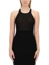 Rick Owens Ribbed Long Tank Top In Black
