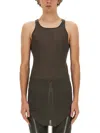 Rick Owens Sheer Sleeveless Racerback Longline T-shirt In Brown