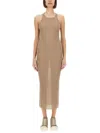 Rick Owens Ribbed Jersey Dress Dresses Beige In Nude