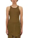 Rick Owens Organic Cotton Tank Top In Green