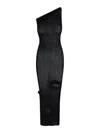 Rick Owens One Shoulder Sheer Midi Dress In Black