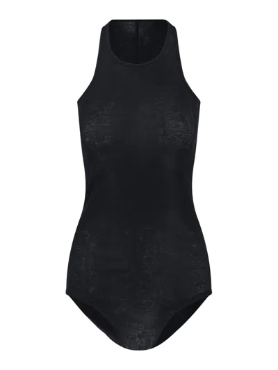 Rick Owens Tank Top Semi Trasparente In Black