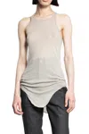 Rick Owens Ribbed Tank Top With Olympic Neckline In White