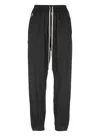 Rick Owens Tapered Black Viscose Blend Track Pants In Black