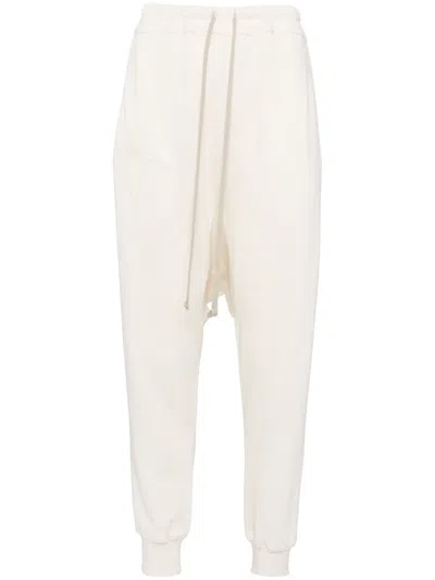 Rick Owens Tapered Cotton Track Pants In White