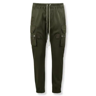 Rick Owens Tapered Olive Green Cargo Pants With Elasticated Waistband