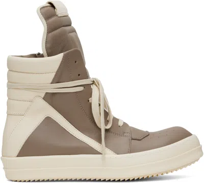 Rick Owens Taupe & Off-white Hollywood Geobasket Sneakers In 6411 Flesh/milk/milk