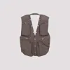 Rick Owens Cargo Vest With Open Back And High Collar In Taupe