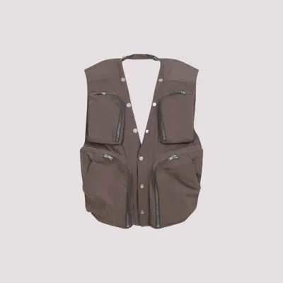 RICK OWENS TAUPE BROWN CARGO COTTON VEST
