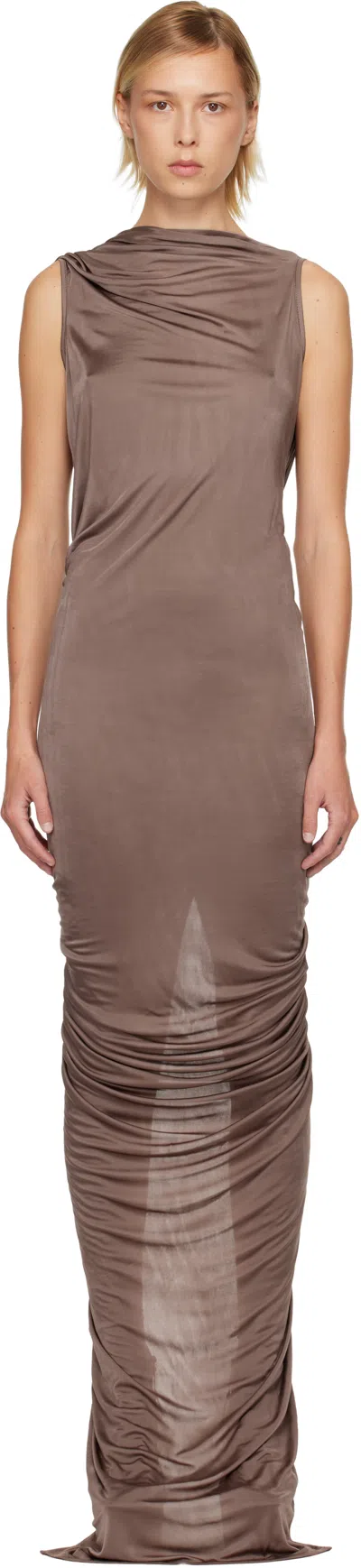 Rick Owens Taupe Concordians Eva Maxi Dress