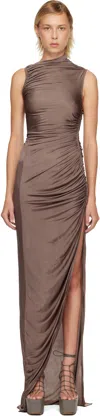 Rick Owens Taupe Concordians Svita Maxi Dress In Brown