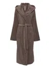 RICK OWENS TAUPE GREY COTTON BATH ROBE FOR WOMEN