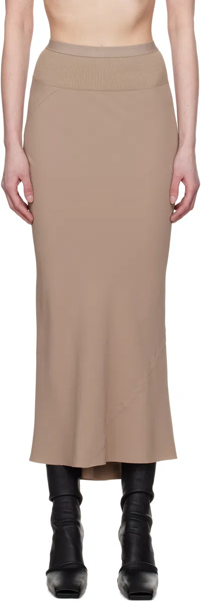 Rick Owens Taupe Hollywood Calf Bias Maxi Skirt In 64 Flesh