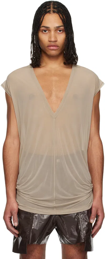 Rick Owens Taupe Hollywood Deep V Sl T-shirt In 64 Flesh