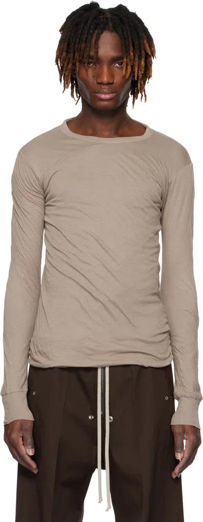 Rick Owens Taupe Hollywood Double Ls T-shirt In 64 Flesh