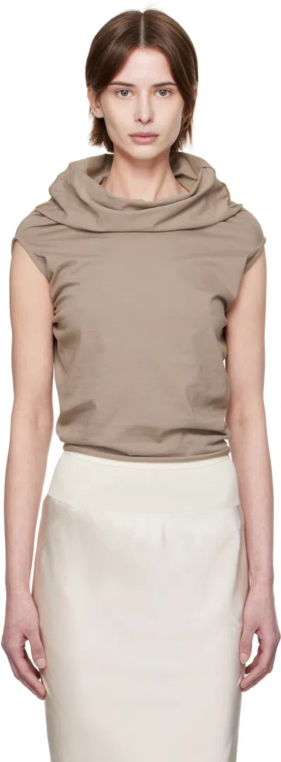 Rick Owens Taupe Hollywood Jersey Shroud Top In 64 Flesh
