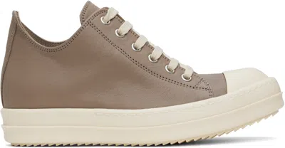 RICK OWENS TAUPE HOLLYWOOD LOW SNEAKERS
