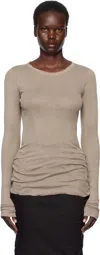Rick Owens Taupe Hollywood Rib Ls T-shirt In 64 Flesh