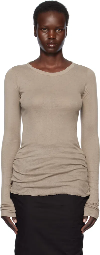 Rick Owens Taupe Hollywood Rib Ls T-shirt In 64 Flesh