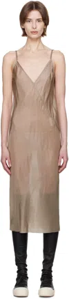 Rick Owens Taupe Hollywood Slip Midi Dress In 64 Flesh