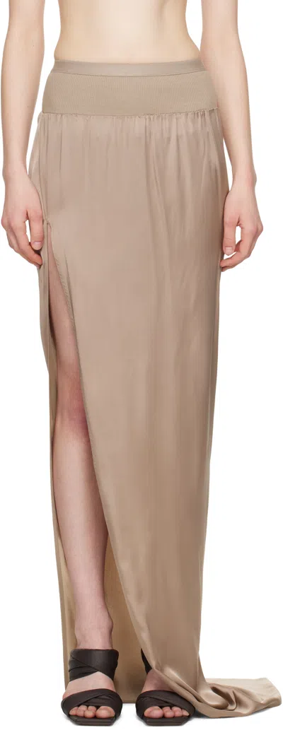 Rick Owens Taupe Hollywood Slit Maxi Skirt In 64 Flesh
