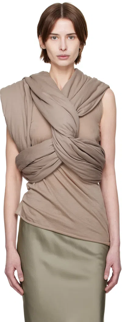 Rick Owens Taupe Hollywood Triple Donut Top In Gray