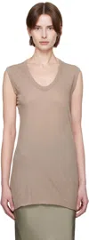 Rick Owens Taupe Hollywood V Neck Sl Tank Top In 64 Flesh