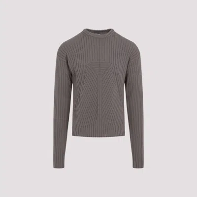 RICK OWENS TAUPE ROUND NECK SWEATER
