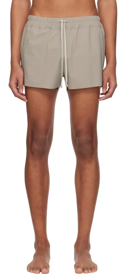 Rick Owens Taupe Temple Boxer Swim Shorts In Neutral