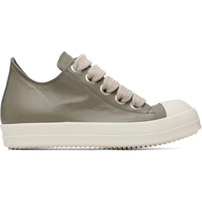 Rick Owens Taupe Temple Jumbolace Low Sneaks Sneakers In Green