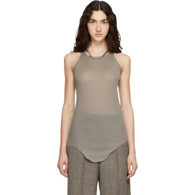Rick Owens Taupe Tower Basic Rib Tank Top In Black
