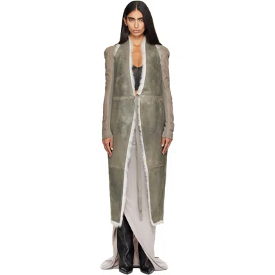 Rick Owens Taupe Tower Cyclops Shearling Vest In 487148 Drkpearl/blea