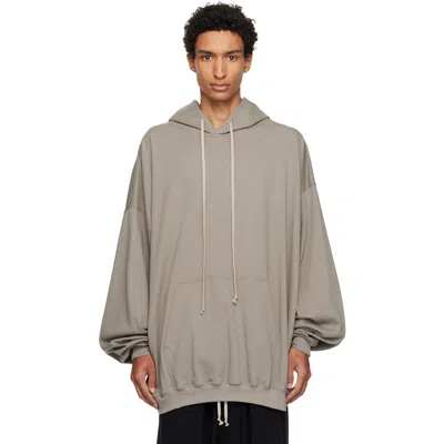 Rick Owens Drawstring Pouch-pocket Hoodie In Gray