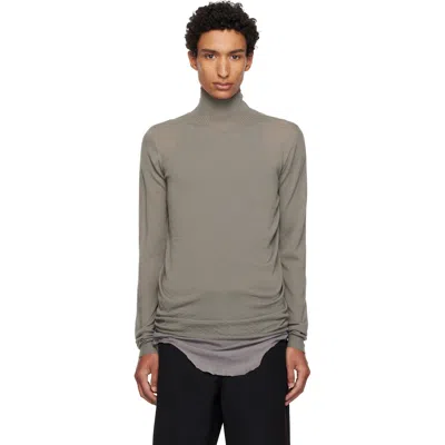 Rick Owens Taupe Tower Level Turtleneck In Gray