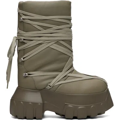 Rick Owens Taupe Tower Megalace Lunar Mega Tractor Boots In Multi