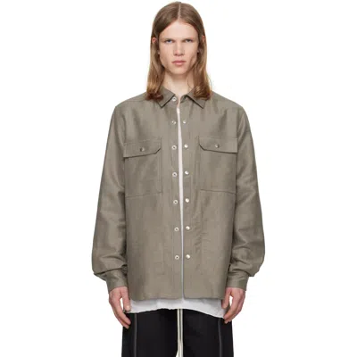 Rick Owens Taupe Tower Overshirt In Gray