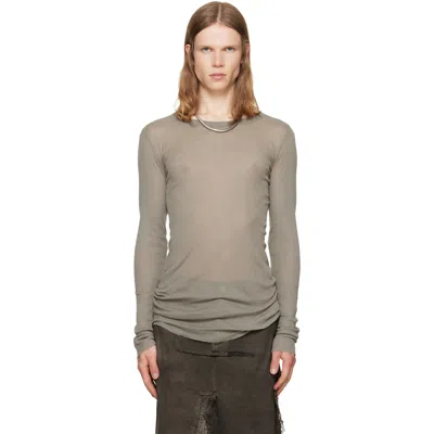Rick Owens Taupe Tower Rib Ls T-shirt In Gray
