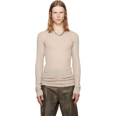 Rick Owens Taupe Tower Rib Ls T-shirt In Brown