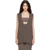 Rick Owens Gray Tower Wool Knit V Neck Vest In Brown