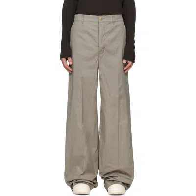 Rick Owens Taupe Tower Work Trousers In Green