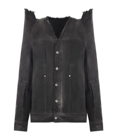 Rick Owens Tec Worker Denim Jacket In Black