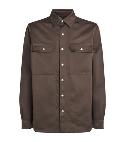 Rick Owens Technical Duchesse Shirt Jacket In Brown