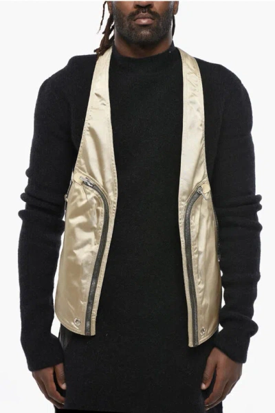 Rick Owens Technical Fabric Multi-pocket Vest With Asymmetrical And Min In Neutral