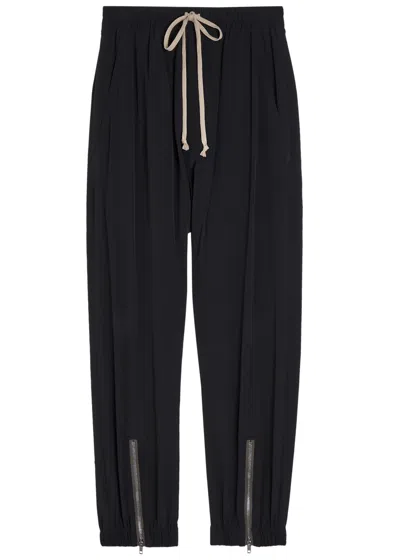 Rick Owens Tectual Tapered-leg Crepe Trousers In Black