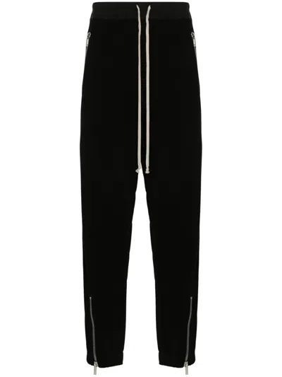 Rick Owens Organic-cotton Tapered Trousers In Black