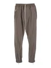 Rick Owens Tecuatl Grey Pants With Elastic Waist With Drawstring And Zip At The Ankles In Cotton Man
